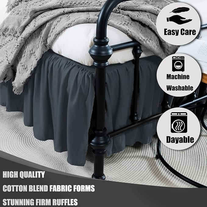 TSUTOMI Bed Skirt King Size Ruffled Bed Skirt - Image 2