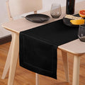 Home Ekaa Black Table Runner 90 Inch–Cotton Linen Hemstitch Washable Table by HomeEkaa
