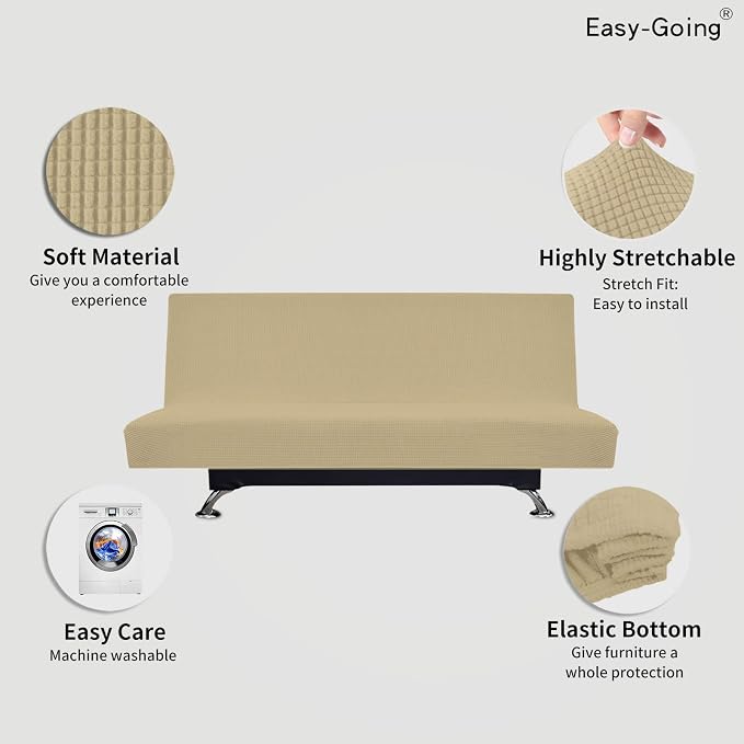 Easy-Going Stretch Futon Slipcover Armless Futon Bed Cover Furniture Protector - Image 3