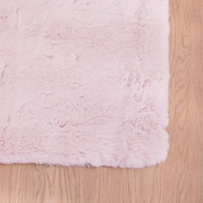 Pink Fuzzy Faux Washable Fluffy Fur Area Rugs - Image 8
