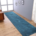 Rugsotic Carpets Hand Knotted Gabbeh Wool 2'6''x10' Runner Rug Solid Blue L00111 by GetMyRugsLLC