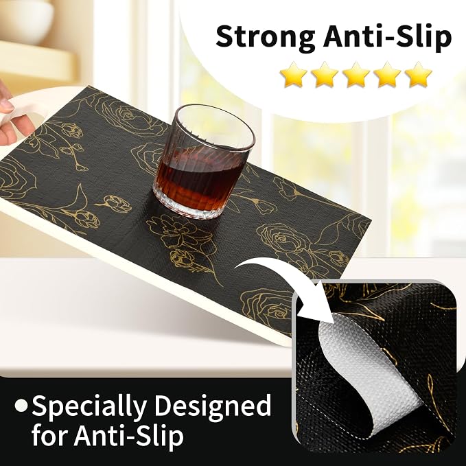 Shelf Liners for Kitchen Cabinets 17.5in x 30FT Non Adhesive Drawer Liner Black - Image 2