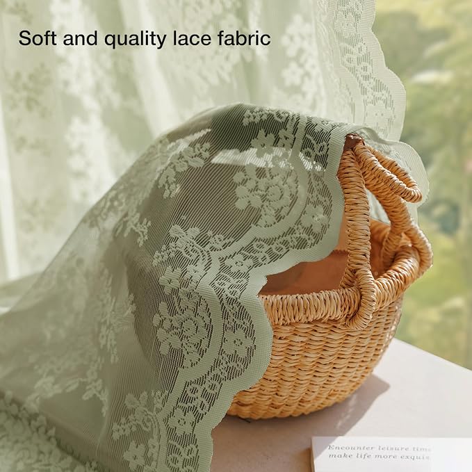 Anmao Vintage Lace Curtains 84 Inches Long 2 Panels Set, Romantic Elegant Light - Image 5