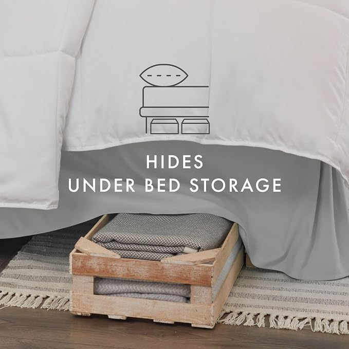 Linen Market Pleated Bed Skirt, Twin X-Large, Light Gray - Image 2