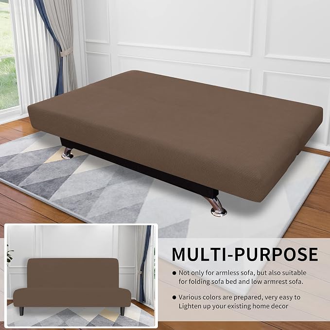 Easy-Going Stretch Futon Slipcover Armless Futon Bed Cover Furniture Protector - Image 4