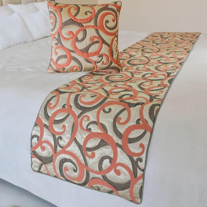 The HomeCentric King/Queen/Twin Orange Luxury King 90"x18" Bed Runner by TheHomeCentric
