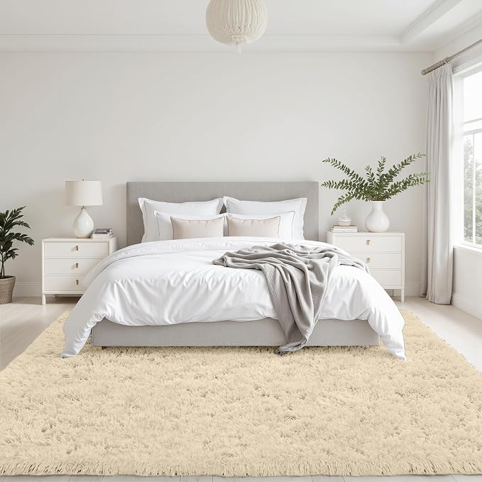 6x9 Area Rugs for Living Room Rug: Soft Fluffy Shag Beige Rugs for Bedroom - Image 4