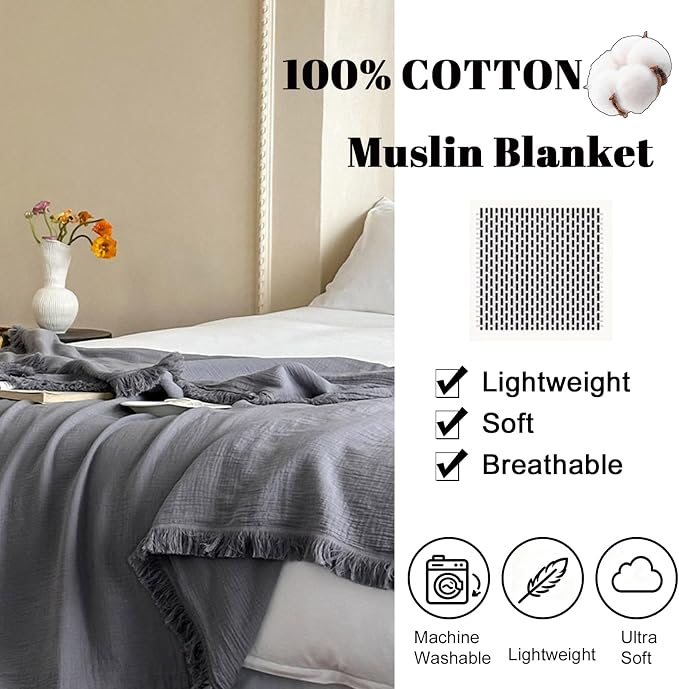 MorroMorn 100% Cotton Muslin Throw Blanket - Image 3