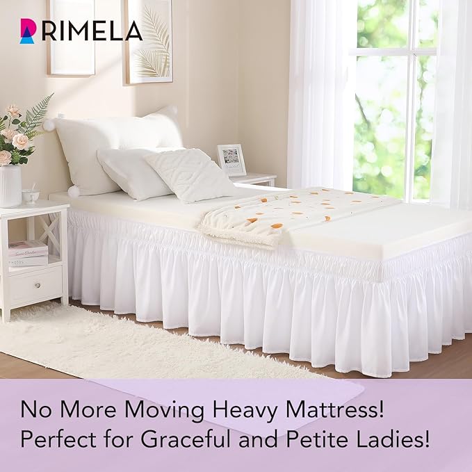 RIMELA Dorm Bed Skirt Twin XL 18 Inch Drop, Extra Long Wrap Around Elastic Bed - Image 2