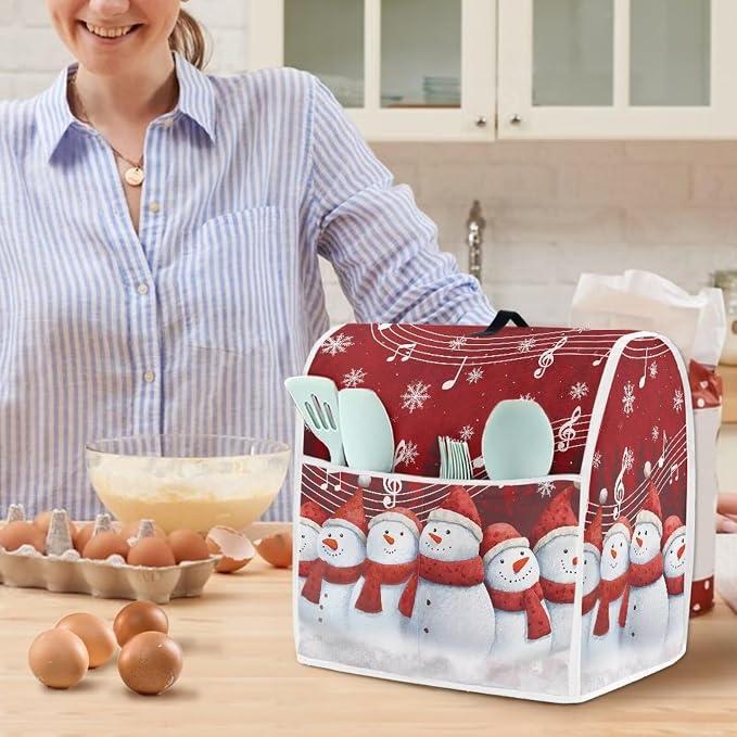 Christmas Stand Mixer Cover 4.5-5 Quart Kitchen Mixer Cover Snowman Food - Image 2