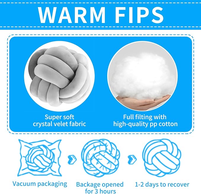 Knot Ball Pillows, Round Throw Pillow Cushion Home Decoration Soft Plush Pillow - Image 7
