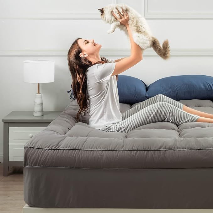 Marine Moon Mattress Topper King Cooling Bed Topper, Extra Thick Soft Mattress - Image 6