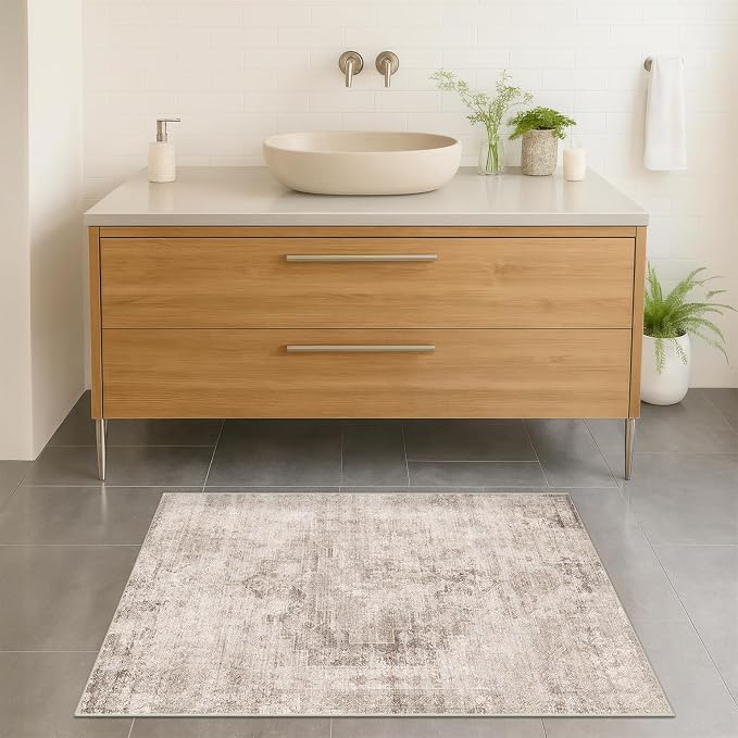 Beige Brown 2x3 Washable Rug for Entryway Indoor, Kitchen Floor Waterproof - Image 3