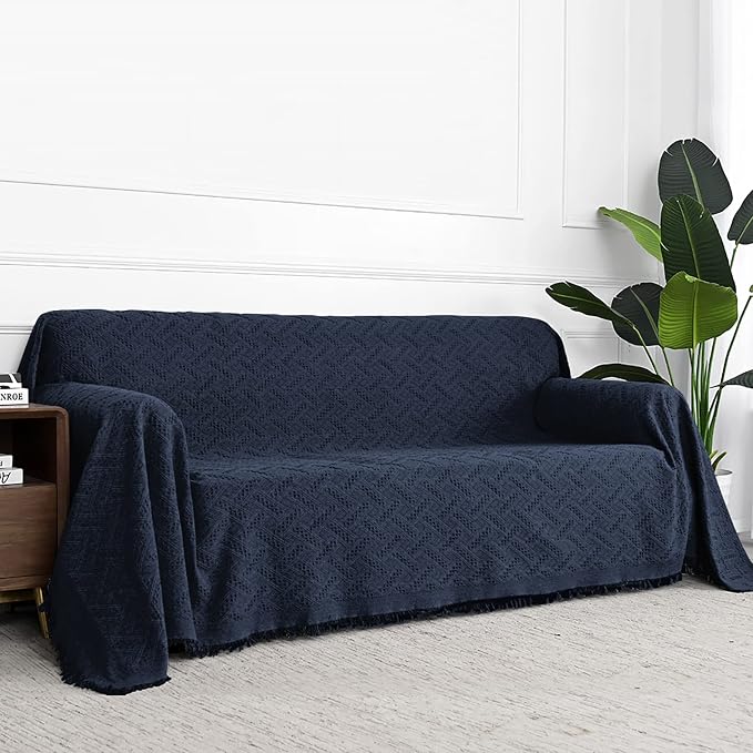 MYSKY HOME Navy Blue Couch Cover Sofa Covers Small Chair Cover Washable Sofa - Image 7