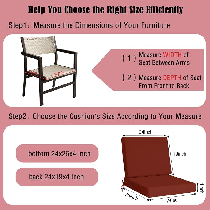 idee-home Outdoor Cushions for Patio Furniture, Outdoor Seat Cushion, - Image 7
