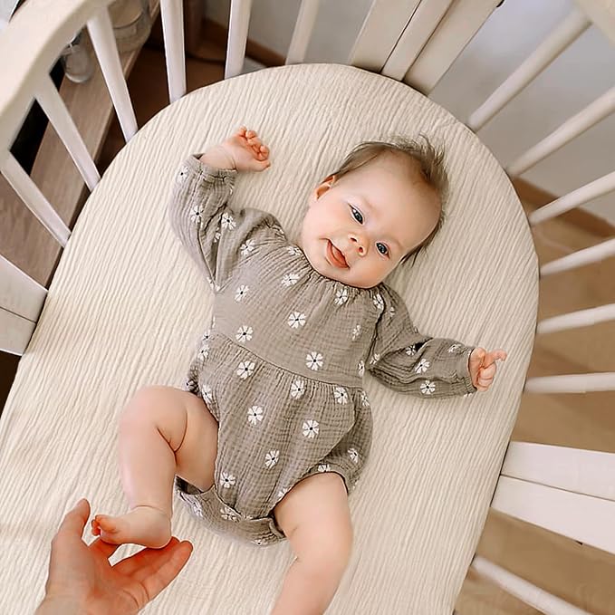 lulumoon Baby Muslin Bassinet Sheets: Cotton Bassinet Sheets Neutral - Image 6