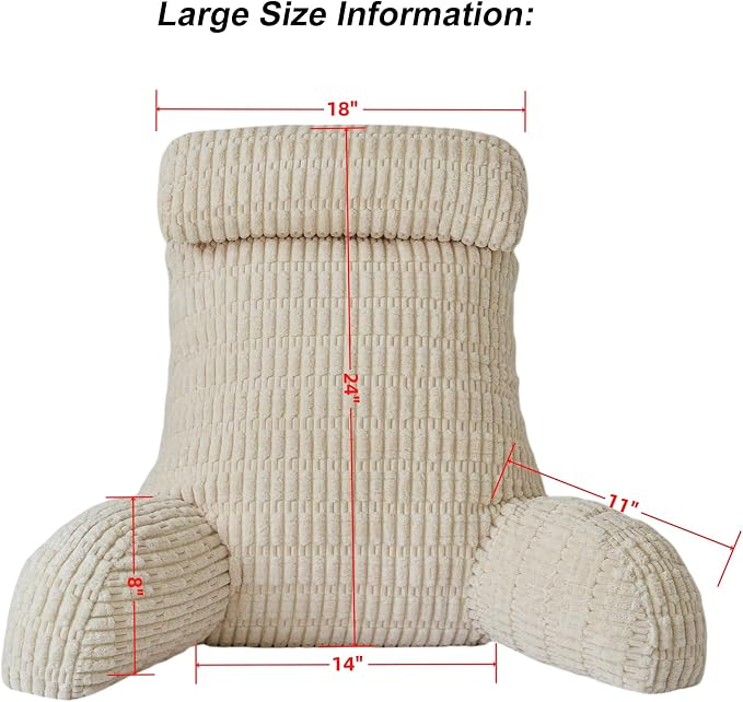 WERDIM Reading Pillow with Detachable Neck Roll, Large Back Pillow - Image 2