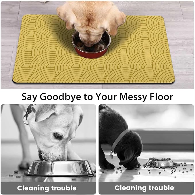 Dog Food Mat for Floors, Absorbent and Quick-Drying Pet Cat Food Mat, - Image 2