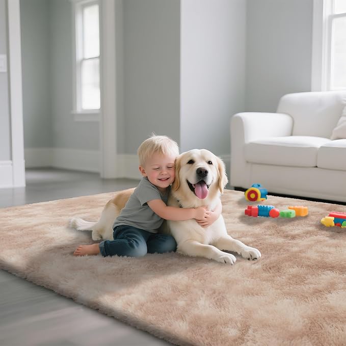 Fluffy Rug Shaggy Area Rug, Mottling Beige 3x5 Area Rugs - Image 5