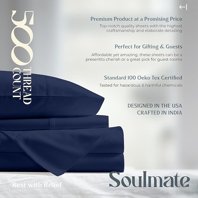 Mayfair Linen 500 Thread Count Twin Cotton Sheets - Image 8