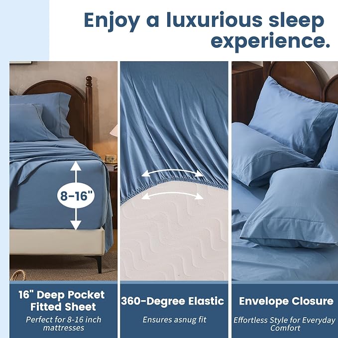 100% Linen Sheets California King Size, Breathable & Durable 4-Piece Bed Flax - Image 3