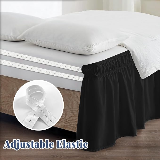 Full Bed Skirt, Elastic Wrap Around Bed Skirt Full Size, Bed Skirts - Image 4