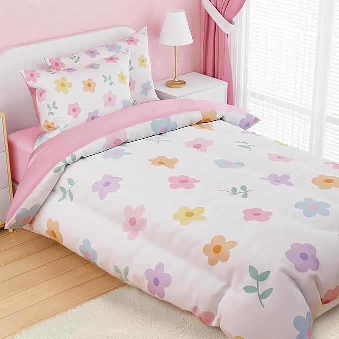 SANDJEST Floral Comforter Set Twin Size 68x86in - Image 5