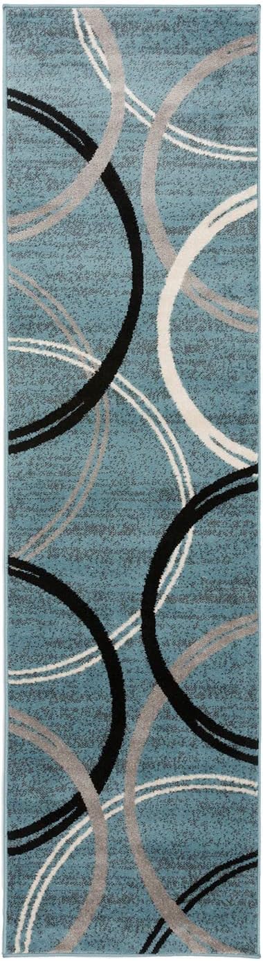 Rugshop Modern Wavy Circles Design Runner Rug, Fade-Resistant Carpet - Image 3