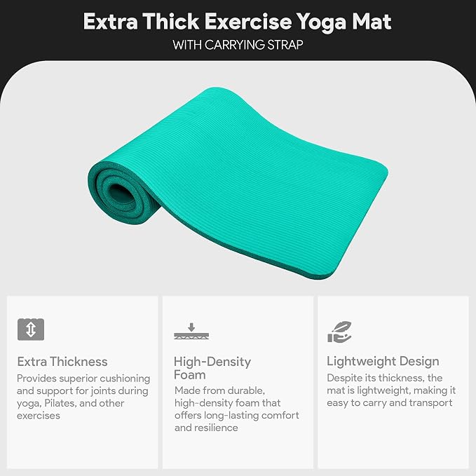 BalanceFrom GoCloud 71x24 Inches Extra Thick Yoga Mat 1-Inch High-Density Foam - Image 2