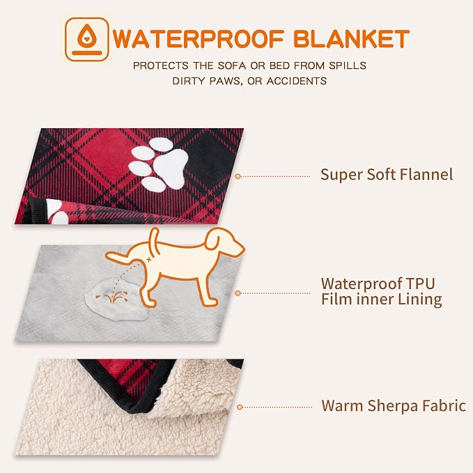 Waterproof Dog Blankets Pet Blanket 60"x80", Soft Fluffy Sofa Car Bed Protector - Image 4