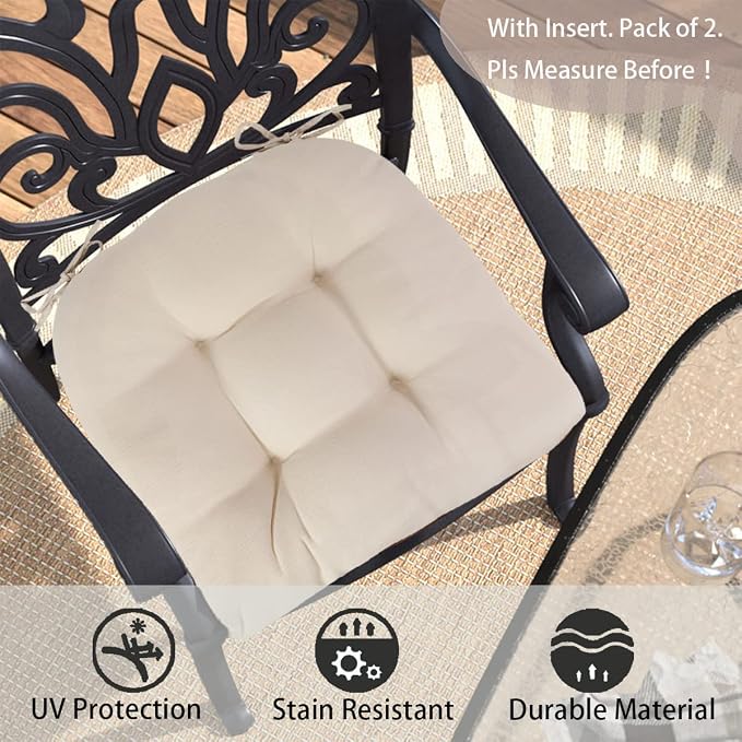 Outdoor Chair Cushions 19 x19 Inch, Water Resistant Tufted Seat Cushions 19" - Image 4