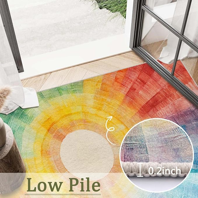 6x9 Colorful Area Rug Boho Sun Purple Red Orange Yellow Blue Green Rug Non Slip - Image 9