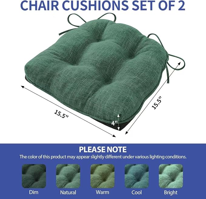 Chair Cushions for Dining Chairs Set of 2, Kitchen Chair Cushions, Chair Pads - Image 2