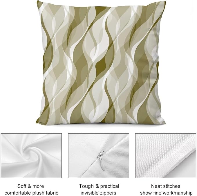 Light Green Throw Pillow Covers Abstract Ombre Light Green and Grey Striped - Image 7