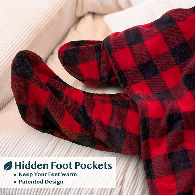 PAVILIA Fleece Blanket with Sleeves, Foot Pockets - Image 2