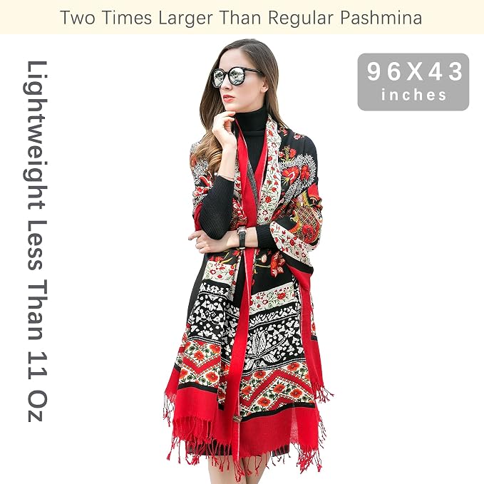 DANA XU 100% Merino Wool Extra Large Pashmina Blanket Travel Scarf Cashmere Wrap - Image 8