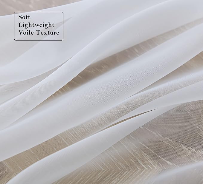 PI Sheer Window Curtains Home Decoration Solid Voile Panels - Image 3