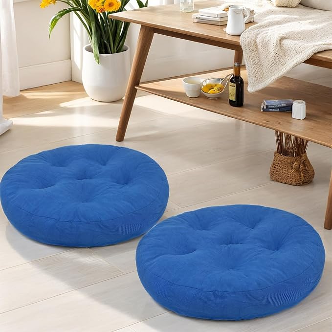 Meditation Floor Pillow Set of 2, Round Large Pillows Seating by Unknown