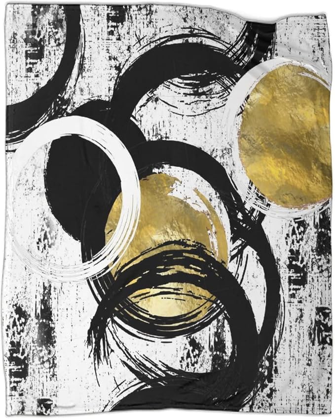 Black White Modern Abstract Print Throw Blanket by Kazynee