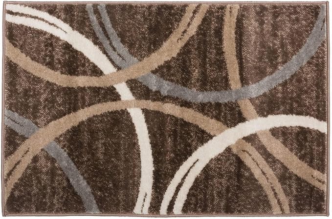Rugshop Modern Wavy Circles Design Accent Rug, Non-Shedding Carpet - Image 3