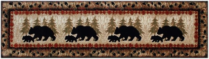 Masada Rugs, Cabin Lodge Area Rug Bear and Cub Scene Runner - Image 6