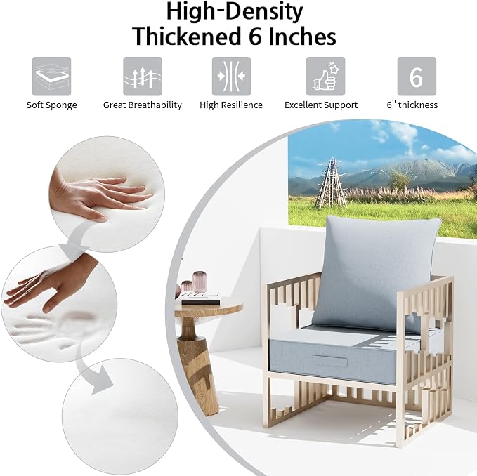 Outdoor Water-Resistant Olefin Deep Seat Cushion Set, Thickened Sofa Chair Pad - Image 5