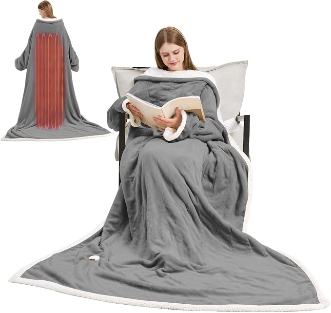 Heated Blanket, Sherpa Snuggle Throw Blanket, Warm Gift by Unknown