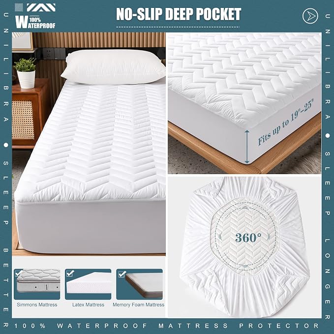 Twin Size Waterproof Mattress Protector Quilted, Breathable Ultra-Soft Filling - Image 5