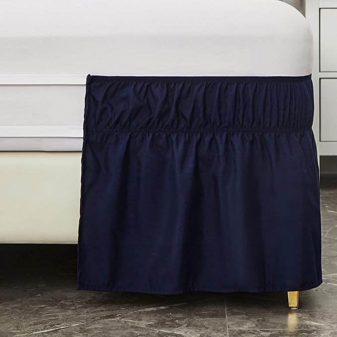 MEILA Wrap Around Bed Skirt Three Fabric Sides Elastic Dust Ruffled 18 Inch - Image 4