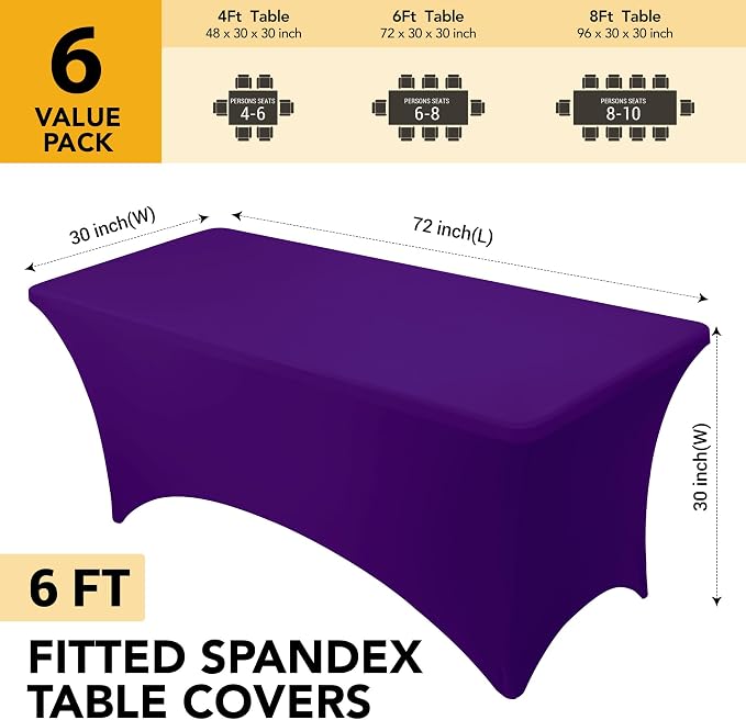 6-Pack Premium Purple Spandex Tablecloths - Image 6