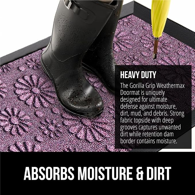 GORILLA GRIP 100% Waterproof All-Season WeatherMax Doormat, Durable Natural - Image 4