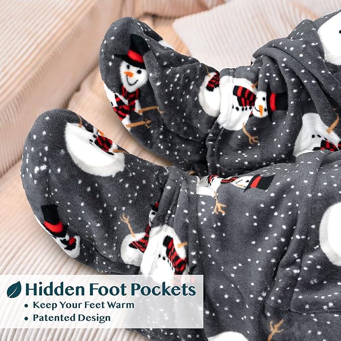 PAVILIA Fleece Blanket with Sleeves, Foot Pockets - Image 2