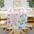 Happy Easter Table Runner, Easter Rabbits Linen Farmhouse Table Runners by Hliyty