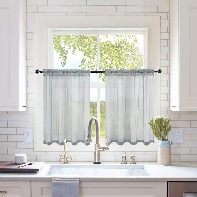 MIULEE Short Sheer Curtains 30 Inch Length by MIULEE